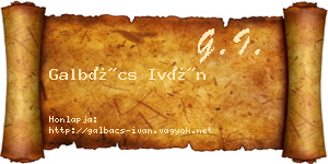 Galbács Iván névjegykártya